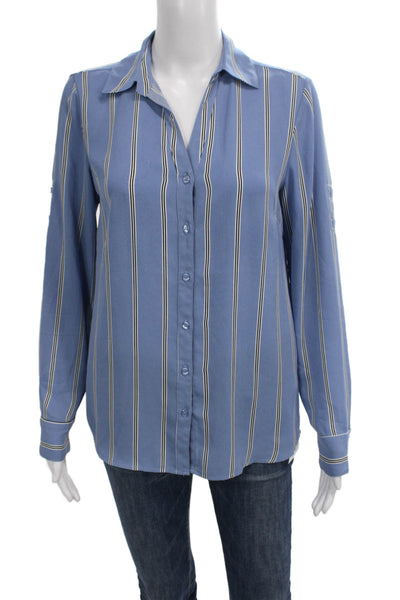 Philosophy By Republic Women Blue Striped Long Sleeve Blouse Size S