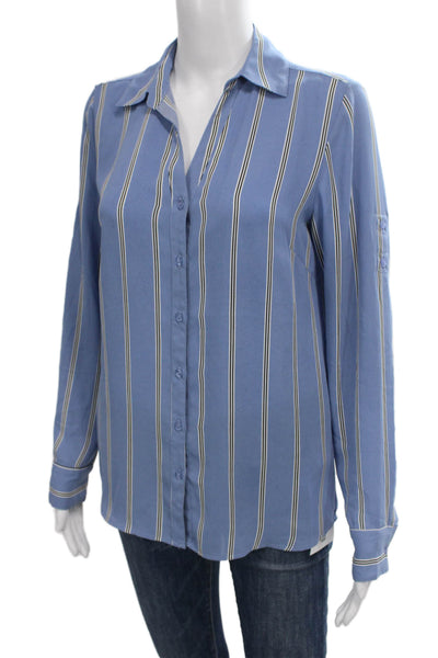 Philosophy By Republic Women Blue Striped Long Sleeve Blouse Size S