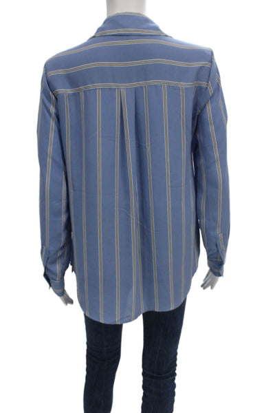 Philosophy By Republic Women Blue Striped Long Sleeve Blouse Size S