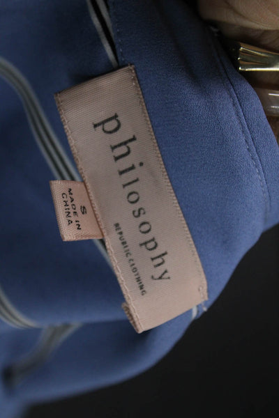 Philosophy By Republic Women Blue Striped Long Sleeve Blouse Size S