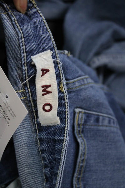 Amo Womens Cropped Jeans Blue High Rise Cotton Blend Button Inseam 26 Size 25