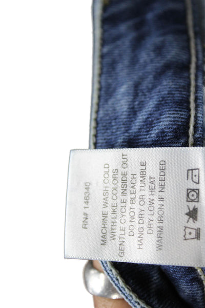 Amo Womens Cropped Jeans Blue High Rise Cotton Blend Button Inseam 26 Size 25