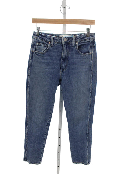 Amo Womens Straight Jeans Denim High Rise Button Blue Size 26