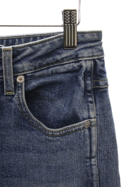Amo Womens Straight Jeans Denim High Rise Button Blue Size 26