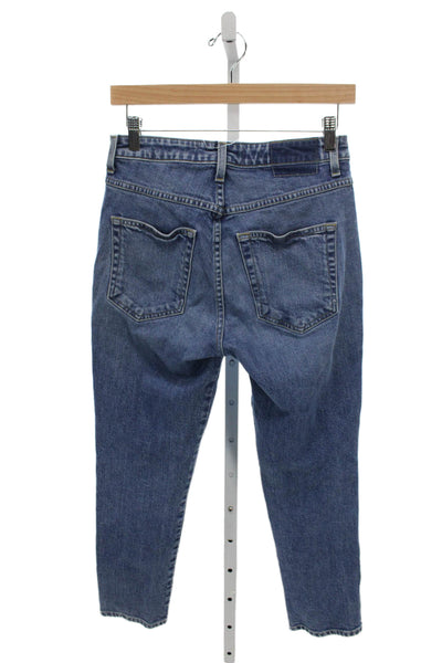 Amo Womens Straight Jeans Denim High Rise Button Blue Size 26
