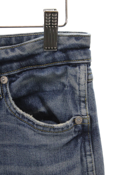 Amo Women Tapered Jeans Blue Cotton High Rise Button Inseam 28 Size 26