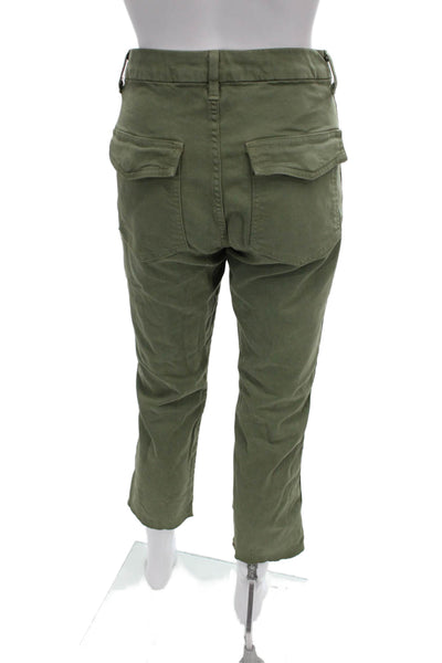 Amo Women Green Cargo Pants Cotton Blend Button Size 26