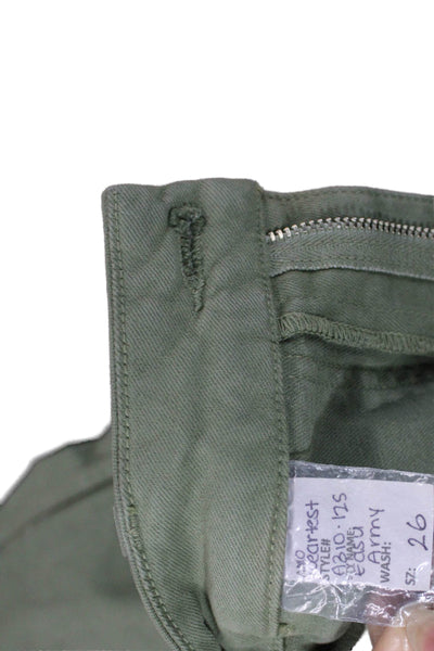 Amo Women Green Cargo Pants Cotton Blend Button Size 26