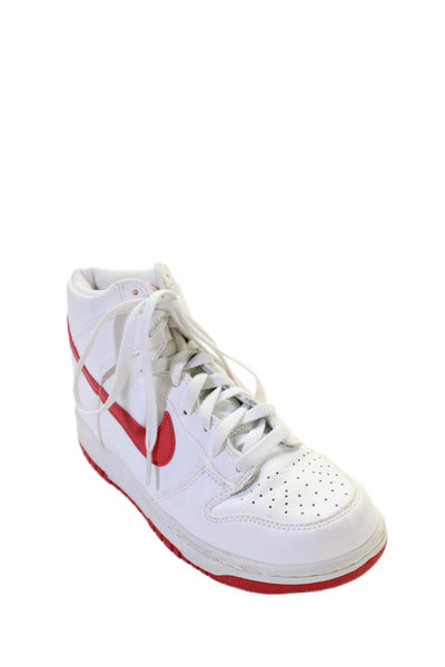 Nike Womens Leather Dunk High "Track Red" Sneakers Shoes Red White Size 7