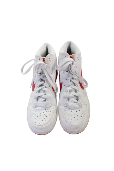 Nike Womens Leather Dunk High "Track Red" Sneakers Shoes Red White Size 7