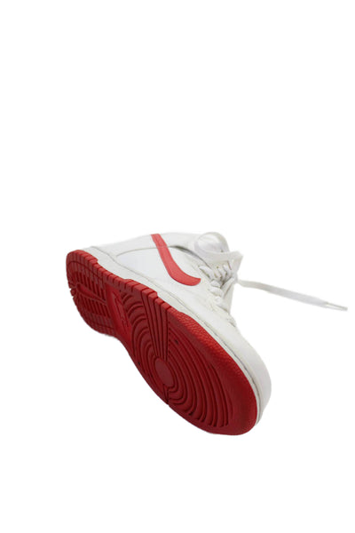 Nike Womens Leather Dunk High "Track Red" Sneakers Shoes Red White Size 7