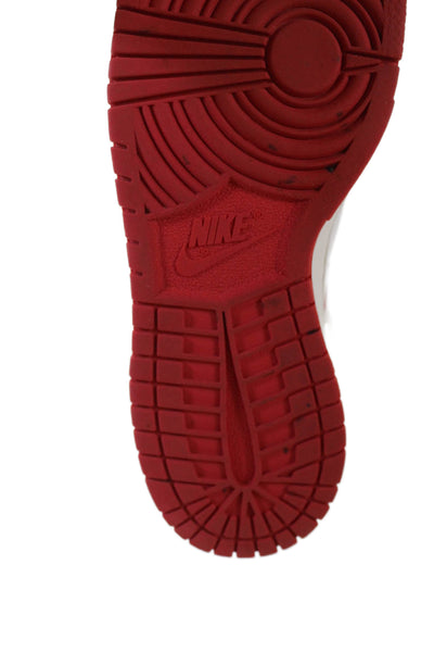 Nike Womens Leather Dunk High "Track Red" Sneakers Shoes Red White Size 7