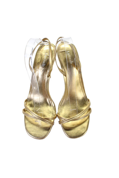 Larroude Womens Strappy Slingbacks High Heels Shoes Gold Size 10
