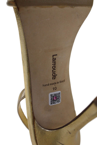 Larroude Womens Strappy Slingbacks High Heels Shoes Gold Size 10