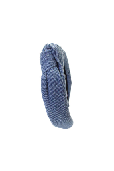 Lele Sadoughi Womens Knotted Detail Denim Blue Headband