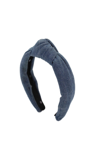 Lele Sadoughi Womens Knotted Detail Denim Blue Headband