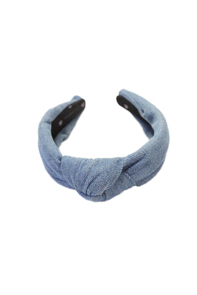 Lele Sadoughi Womens Knotted Detail Denim Blue Headband