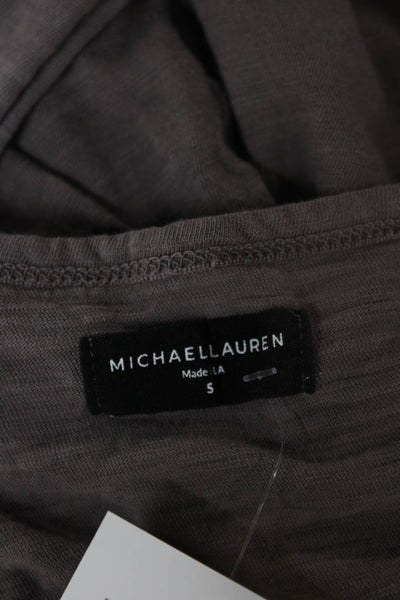 Michael Lauren Women Basic Henley Long Sleeve T Shirt Gray Supima Modal Size S