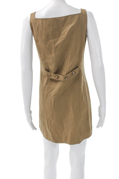 Loulou Studio Women Mini Dress Brown Virgin Wool Square Neck Button Size S