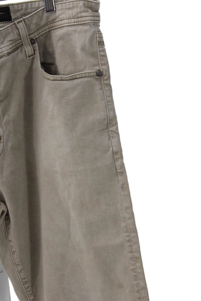 AG Adriano Goldschmied Mens Straight Jeans Beige Button Fly Cotton Size 38