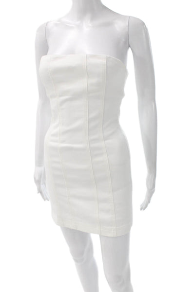Alice + Olivia Women Mini Dress White Strapless Size 0