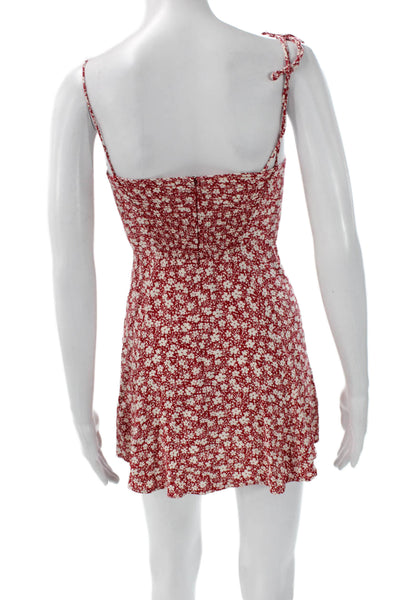 Reformation Womens Mini Floral Sweetheart Dress Red Zip Sleeveless Size 0