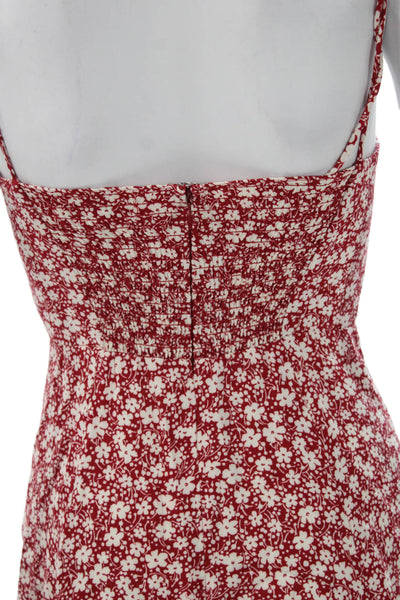 Reformation Womens Mini Floral Sweetheart Dress Red Zip Sleeveless Size 0