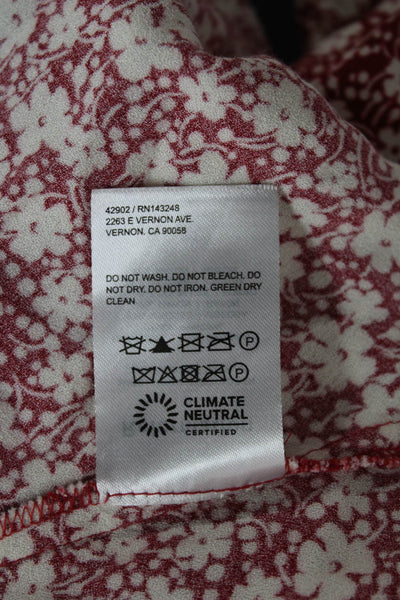 Reformation Womens Mini Floral Sweetheart Dress Red Zip Sleeveless Size 0
