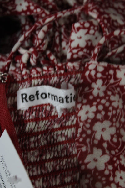 Reformation Womens Mini Floral Sweetheart Dress Red Zip Sleeveless Size 0