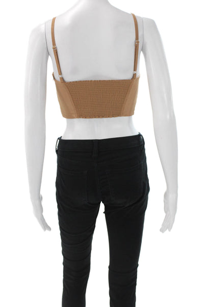 A.L.C. Womens Cropped Linen Blend Tank Sweetheart Neckline Beige Zip Size 0