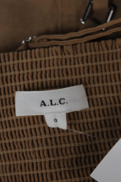 A.L.C. Womens Cropped Linen Blend Tank Sweetheart Neckline Beige Zip Size 0