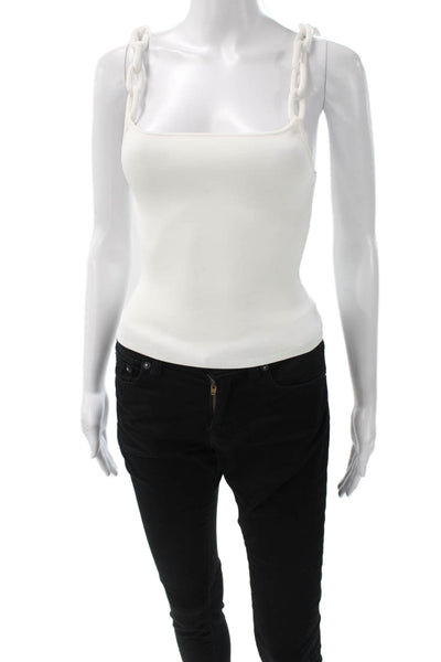 Alice + Olivia Womens White Square Neck Basic Tank Size XS
