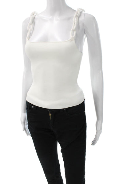 Alice + Olivia Womens White Square Neck Basic Tank Size XS