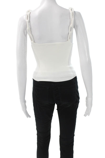 Alice + Olivia Womens White Square Neck Basic Tank Size XS