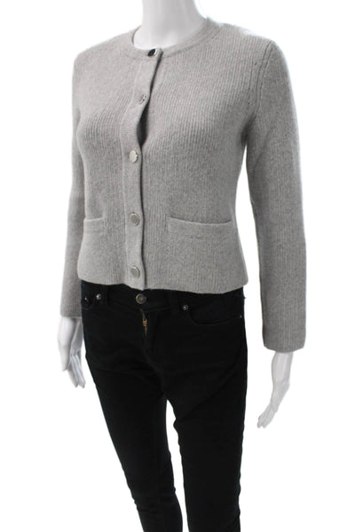 Theory Womens Cardigan Gray 90% Wool Round Neck Long Sleeve Size PP