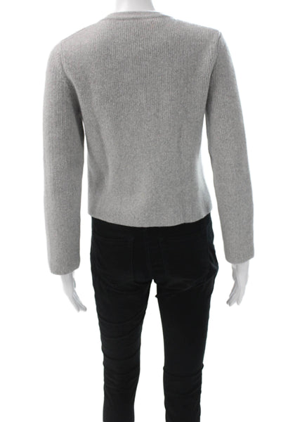 Theory Womens Cardigan Gray 90% Wool Round Neck Long Sleeve Size PP