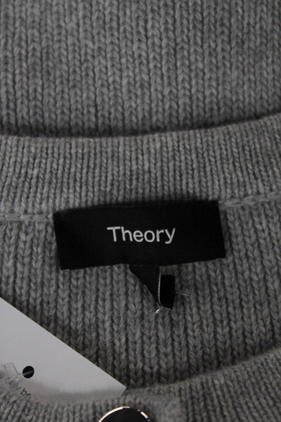Theory Womens Cardigan Gray 90% Wool Round Neck Long Sleeve Size PP