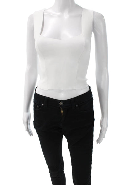 A.L.C. Womens Cropped Tank White Rayon Square Neck Sleeveless Size XS