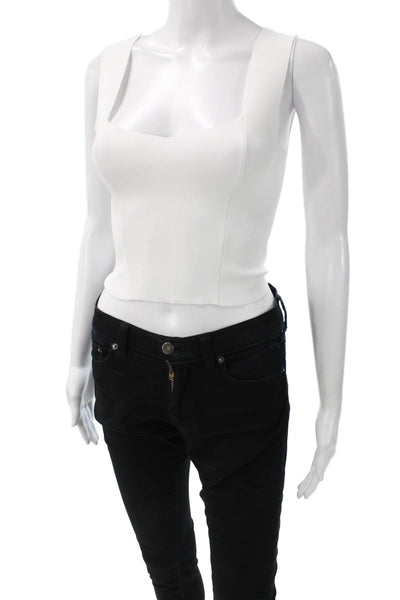 A.L.C. Womens Cropped Tank White Rayon Square Neck Sleeveless Size XS
