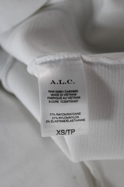 A.L.C. Womens Cropped Tank White Rayon Square Neck Sleeveless Size XS