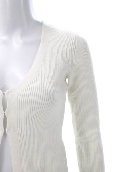 Reformation Womens Cardigan White V Neck Long Sleeve 92% Organic Cotton Size XS