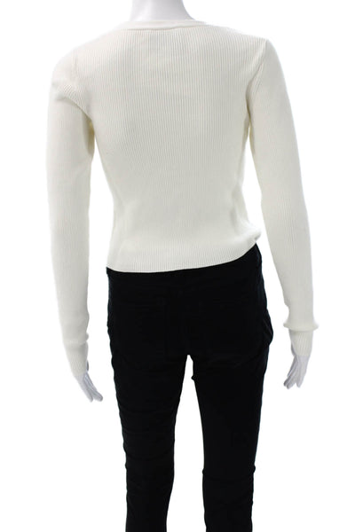 Reformation Womens Cardigan White V Neck Long Sleeve 92% Organic Cotton Size XS