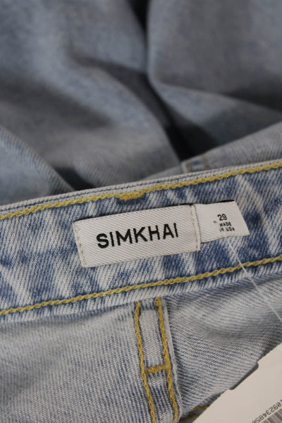 Simkhai Womens Blue Cotton Wide-Leg Jeans Size 29