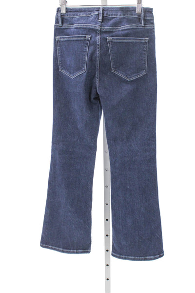 Frame Women Flared Jeans Blue Button Mid Rise Organic Cotton Size 1