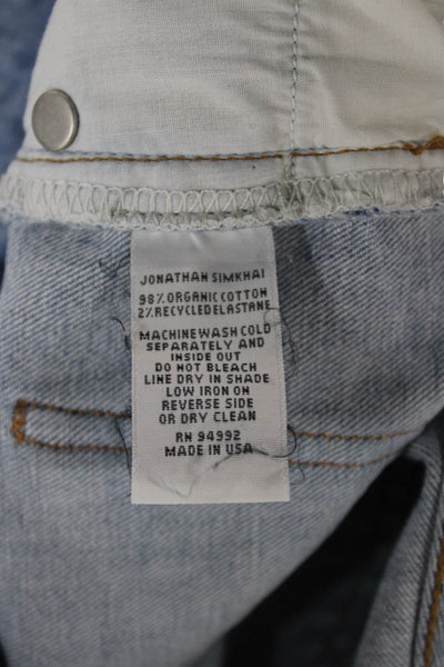 Jonathan Simkhai Womens Straight Jeans Blue Cotton Mid Rise Inseam 27 Size 29