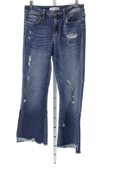 Flying Monkey Women Cropped Blue Jeans Mid Rise Cotton Blend Inseam 26 Size 28
