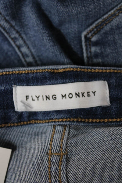 Flying Monkey Women Cropped Blue Jeans Mid Rise Cotton Blend Inseam 26 Size 28