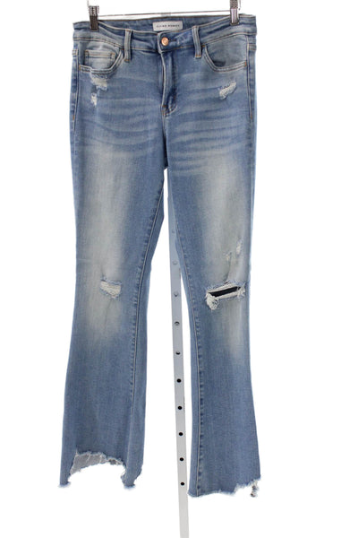 Flying Monkey Womens Blue Flared Jeans Button Cotton Blend Size 28