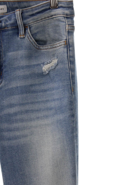 Flying Monkey Womens Blue Flared Jeans Button Cotton Blend Size 28