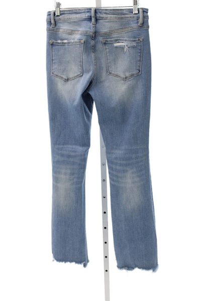 Flying Monkey Womens Blue Flared Jeans Button Cotton Blend Size 28
